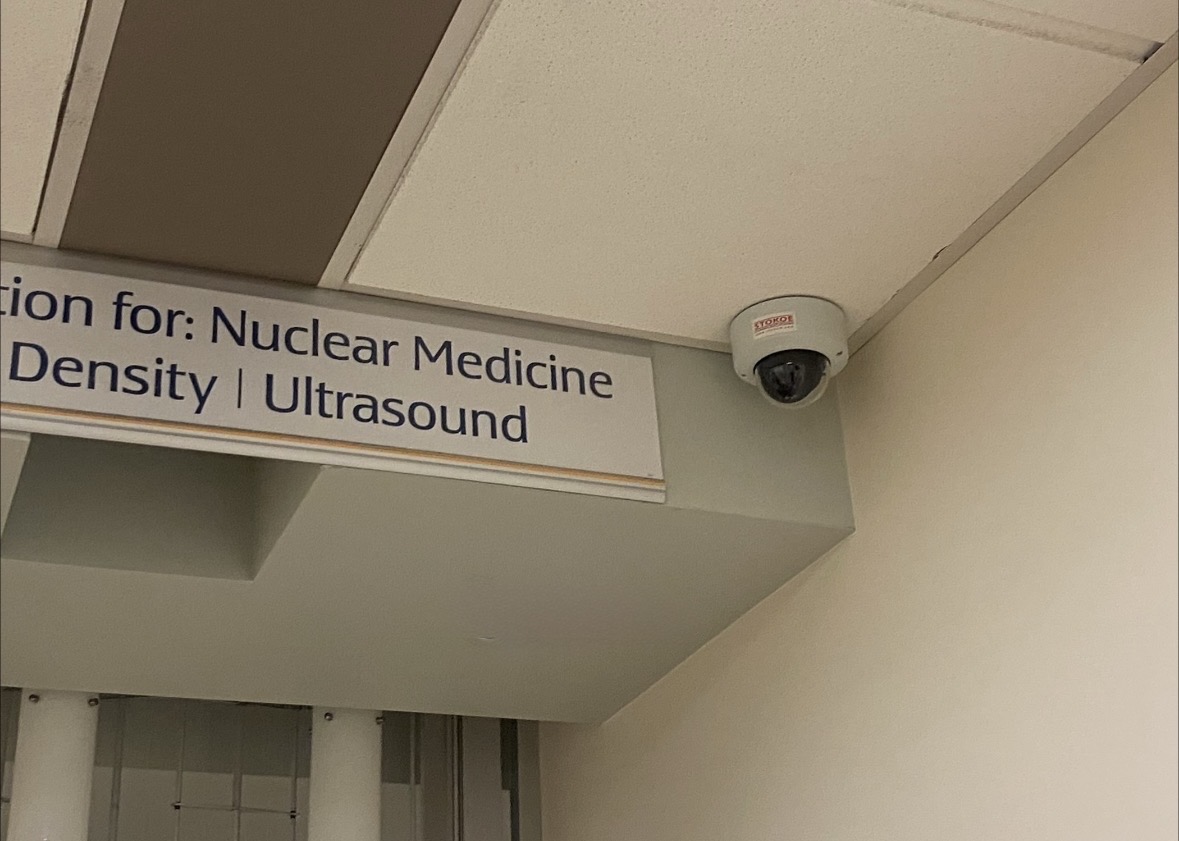 Stokoe-branded dome camera installed in a hospital department