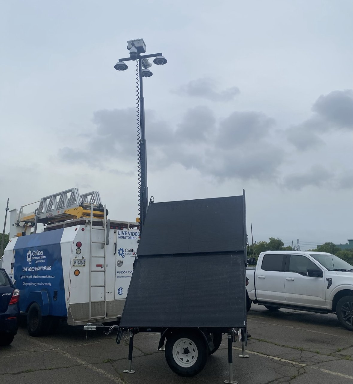 Mobile surveillance trailer deployed on site